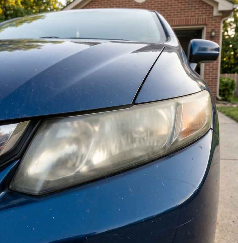 vieze koplampen auto